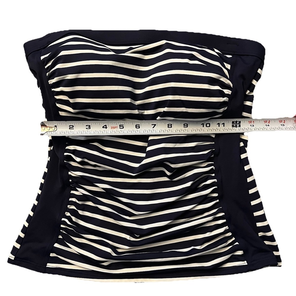 LANDS END Navy White Stripe Tankini Swimsuit Top Nautical Chlorine Resistant 6‎ - Picture 6 of 7